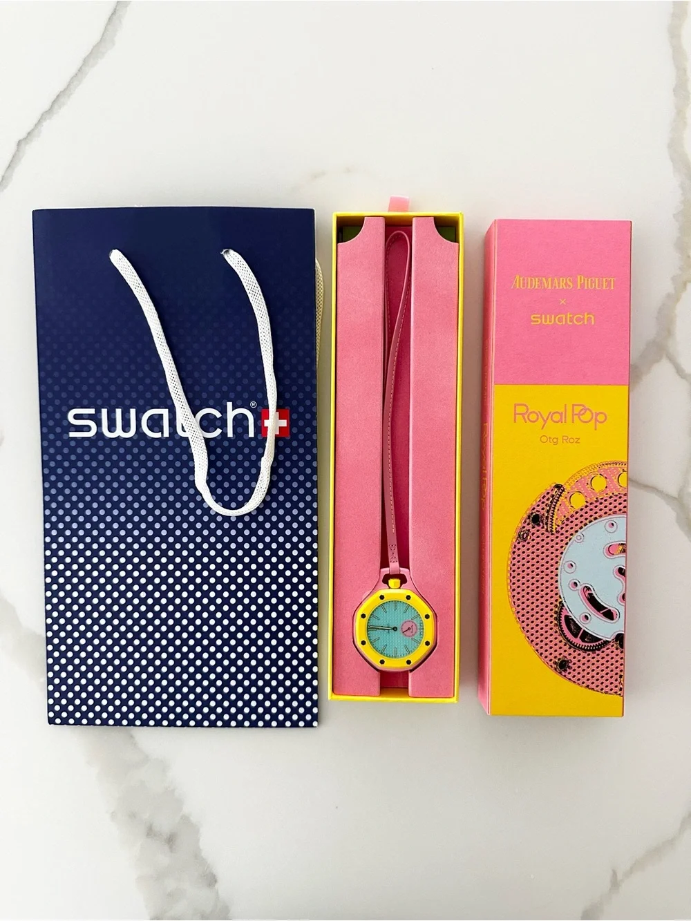 NIB Audemars Piguet x Swatch Royal Pop OTG ROZ Pocket Watch SSX03J100N
